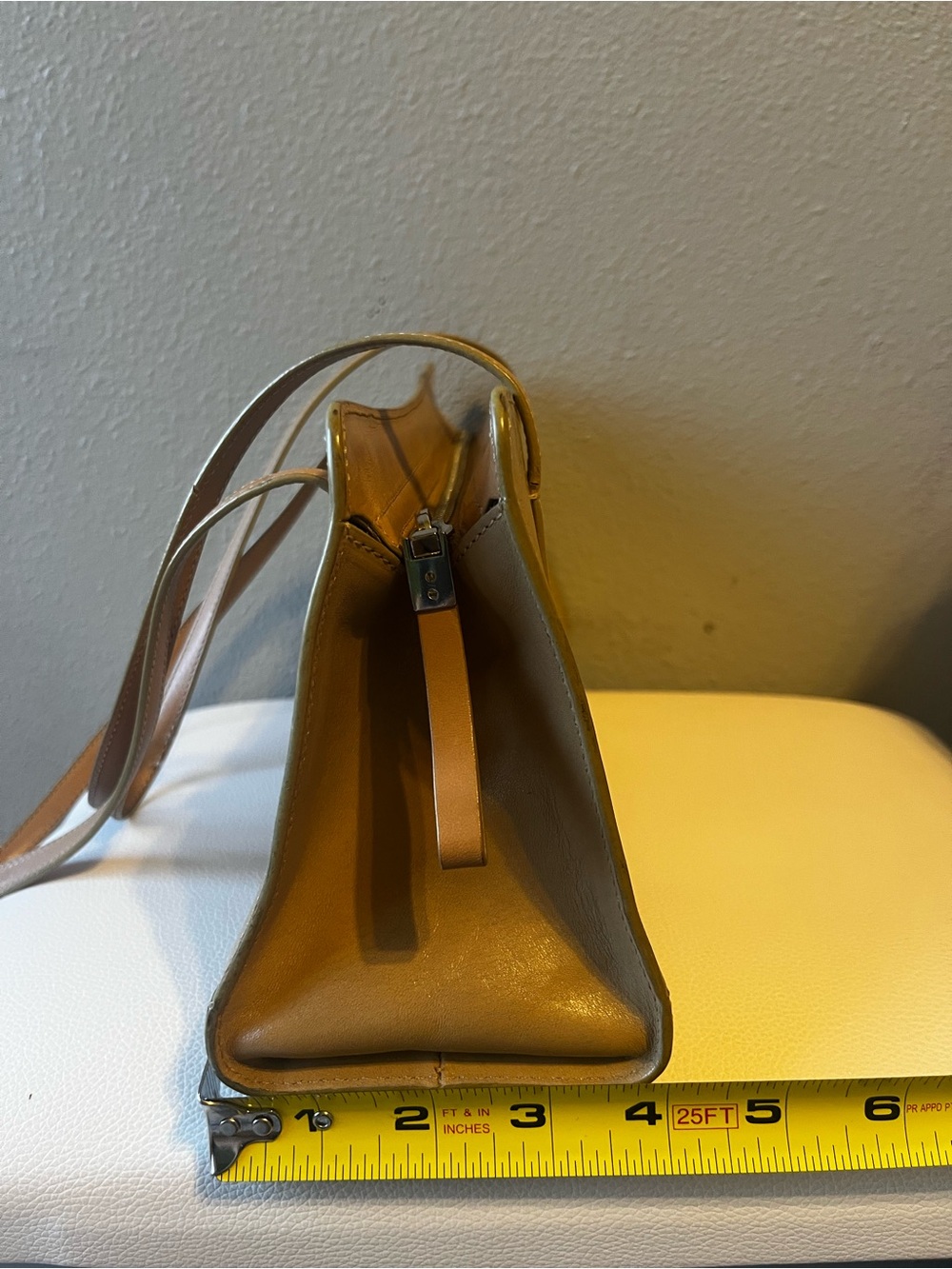 Monsac Tan Leather Shoulder Bag- Classic Tote - Picture 11 of 12